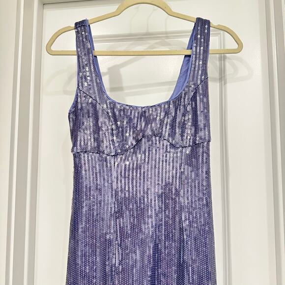 NWT‎ Anthropologie Pilcro Sequin Slim Midi Dress in Blue Size XS - Picture 5 of 6